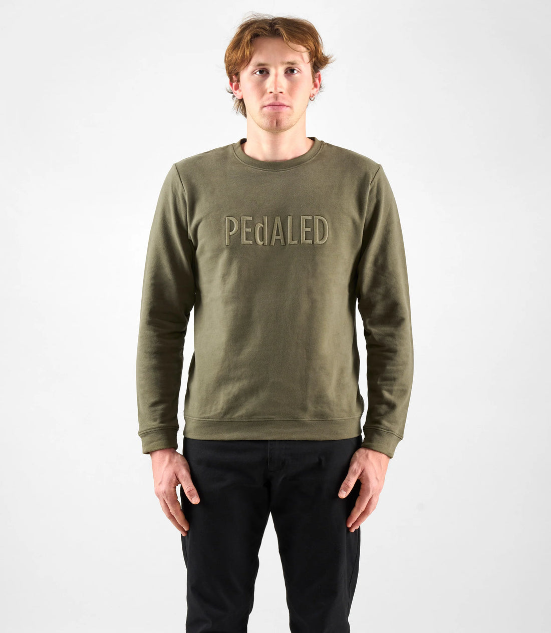 Pedaled Logo Sweatshirt Unisex Pullover Olive Green