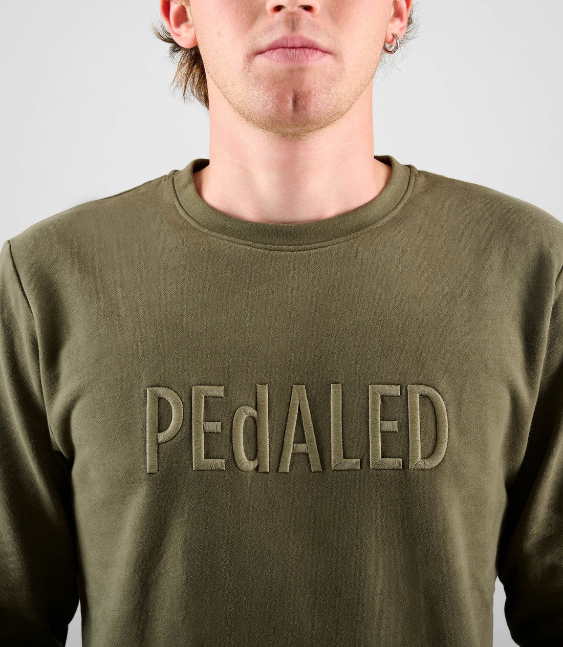 Pedaled Logo Sweatshirt Unisex Pullover Olive Green