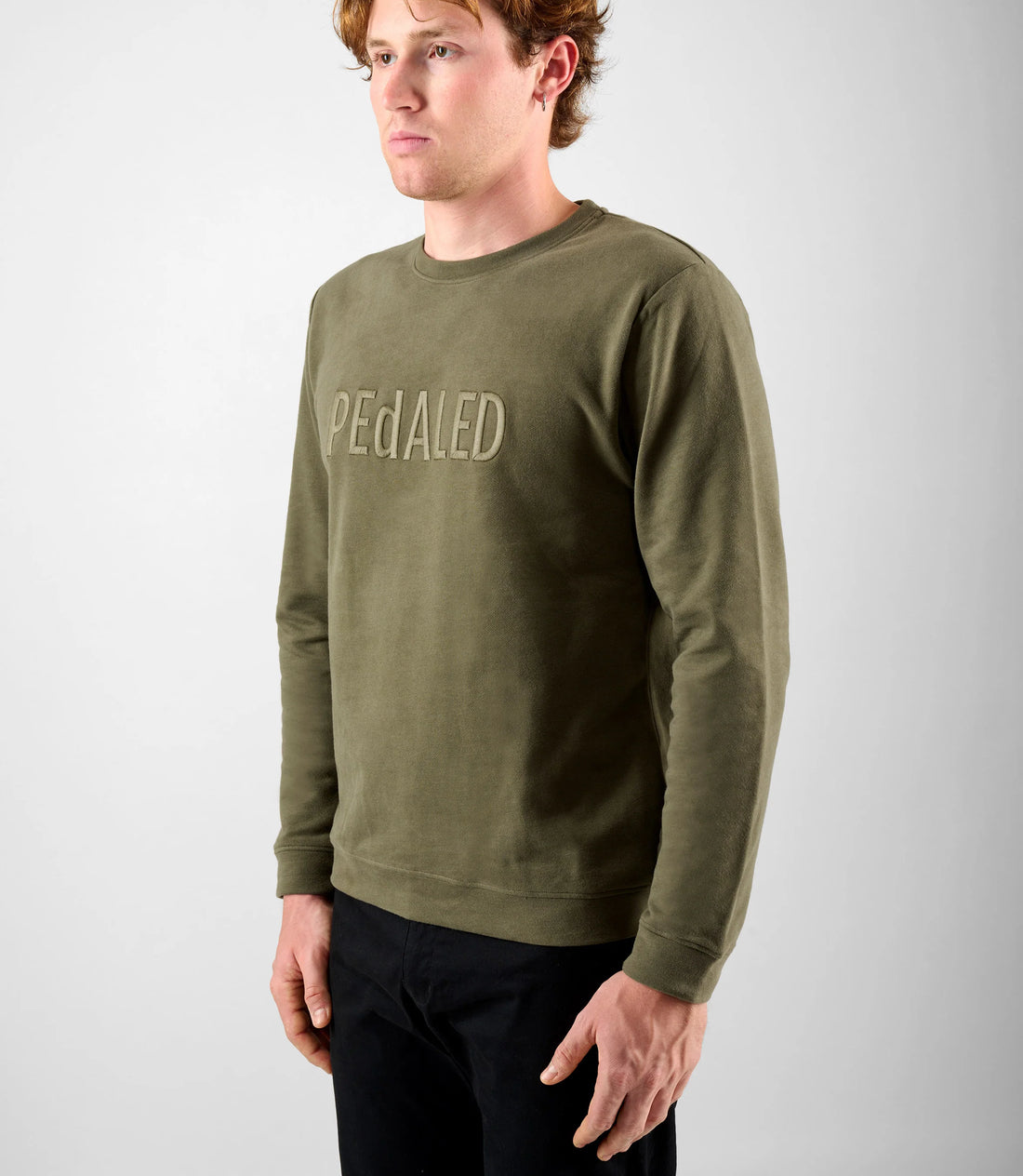 Pedaled Logo Sweatshirt Unisex Pullover Olive Green