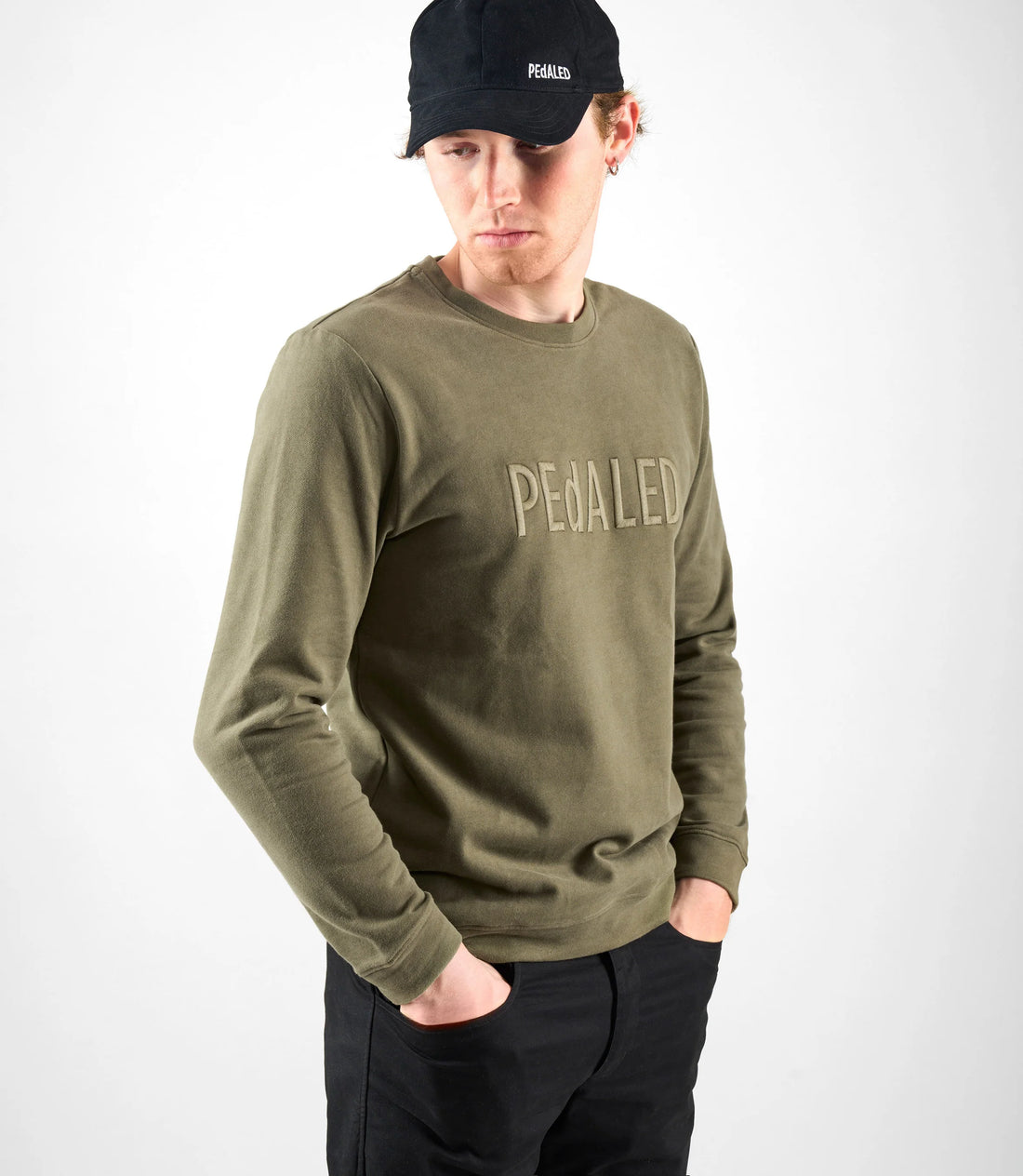 Pedaled Logo Sweatshirt Unisex Pullover Olive Green