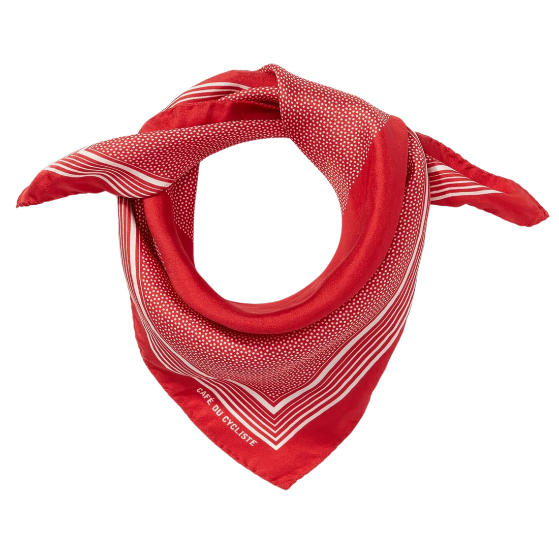 Café du Cycliste Carré de Soie Silk Neck Scarf Halstuch aus Seide Red