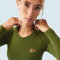 Café du Cycliste Coline Women's Three Season Base Layer Radunterhemd langarm Leaf Green