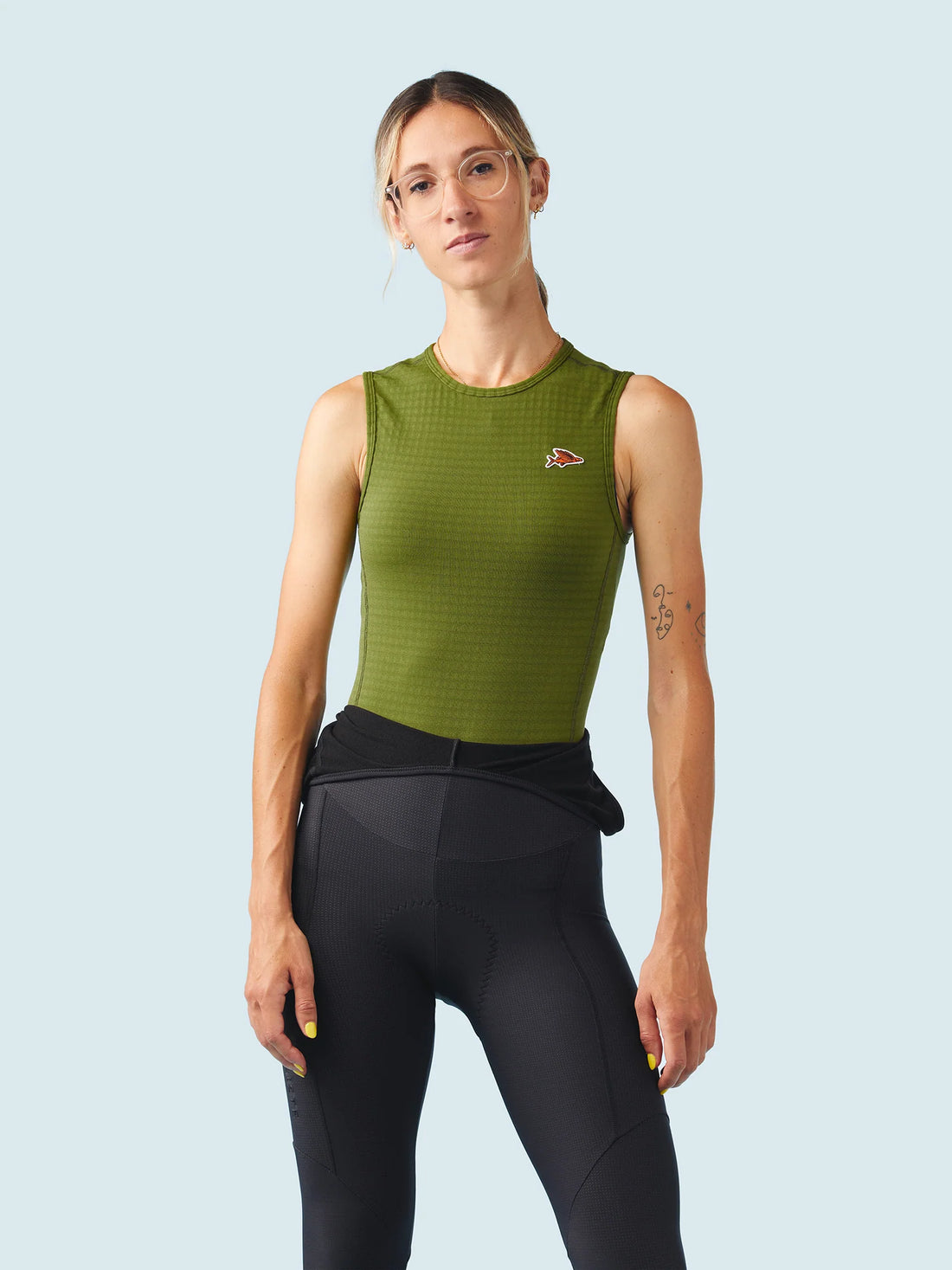 Café du Cycliste Coline Women's Three Season Base Layer Radunterhemd ärmellos Leaf Green