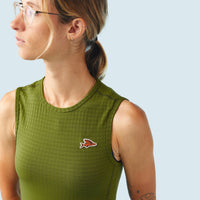 Café du Cycliste Coline Women's Three Season Base Layer Radunterhemd ärmellos Leaf Green