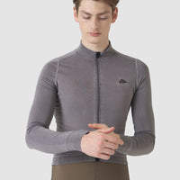 Café du Cycliste Charlie Men's Brushed Long Sleeve Jersey Radtrikot langarm Charcoal