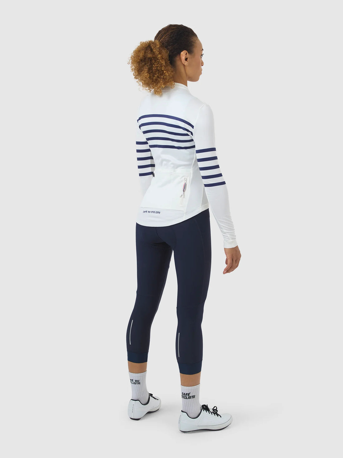 Café du Cycliste Claudette Women's Long Sleeve Merino Cycling Jersey Radtrikot White