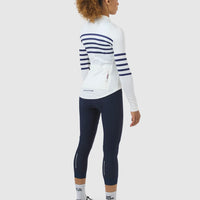 Café du Cycliste Claudette Women's Long Sleeve Merino Cycling Jersey Radtrikot White