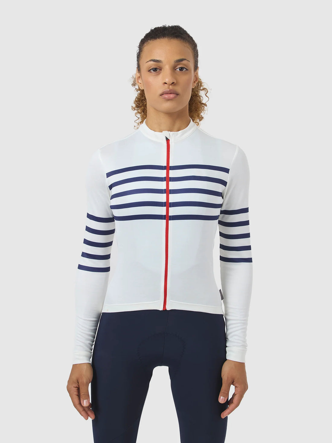 Café du Cycliste Claudette Women's Long Sleeve Merino Cycling Jersey Radtrikot White
