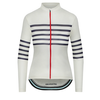 Café du Cycliste Claudette Women's Long Sleeve Merino Cycling Jersey Radtrikot White