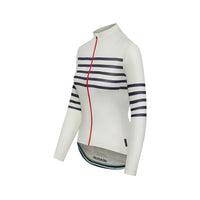 Café du Cycliste Claudette Women's Long Sleeve Merino Cycling Jersey Radtrikot White