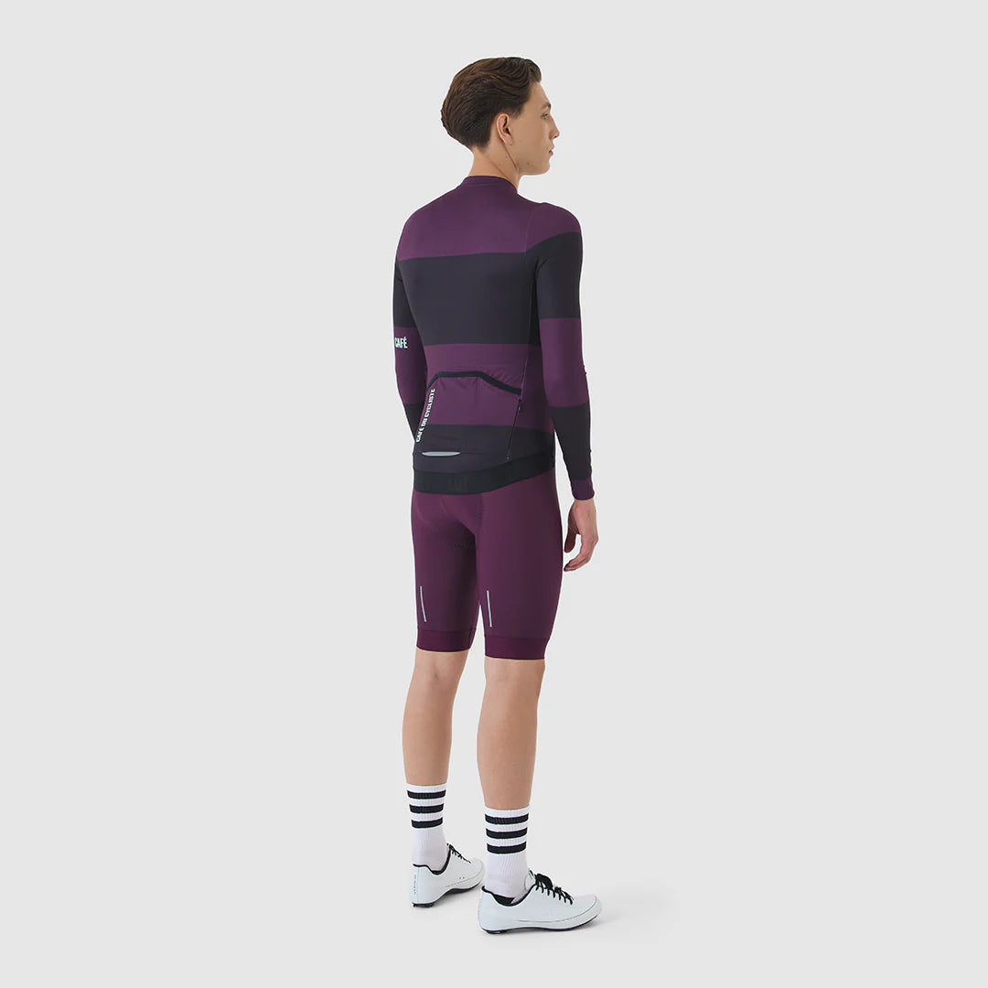 Café du Cycliste Costance Men's Long Sleeve Cycling Jersey Radtrikot Black/Quetsche
