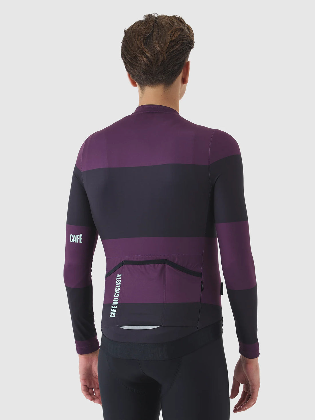 Café du Cycliste Costance Men's Long Sleeve Cycling Jersey Radtrikot Black/Quetsche