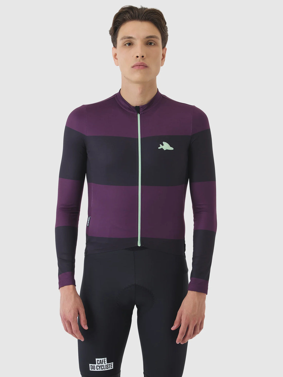 Café du Cycliste Costance Men's Long Sleeve Cycling Jersey Radtrikot Black/Quetsche