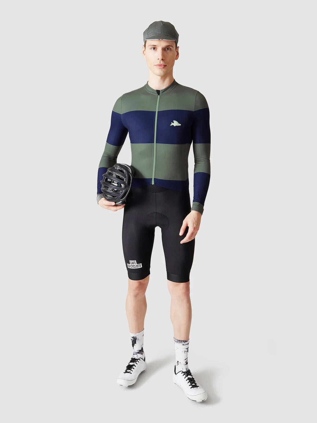 Café du Cycliste Costance Men's Long Sleeve Cycling Jersey Radtrikot Navy/Scots Pine