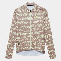 Café du Cycliste Constance Women's Midweight Jersey Radtrikot langarm Oyster Grey / Naples Yellow