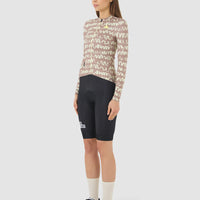 Café du Cycliste Constance Women's Midweight Jersey Radtrikot langarm Oyster Grey / Naples Yellow