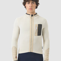 Café du Cycliste Ingrid Men's Microfleece Cycling Jersey Long Sleeve Radtrikot langarm Pearl Grey