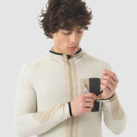 Café du Cycliste Ingrid Men's Microfleece Cycling Jersey Long Sleeve Radtrikot langarm Pearl Grey