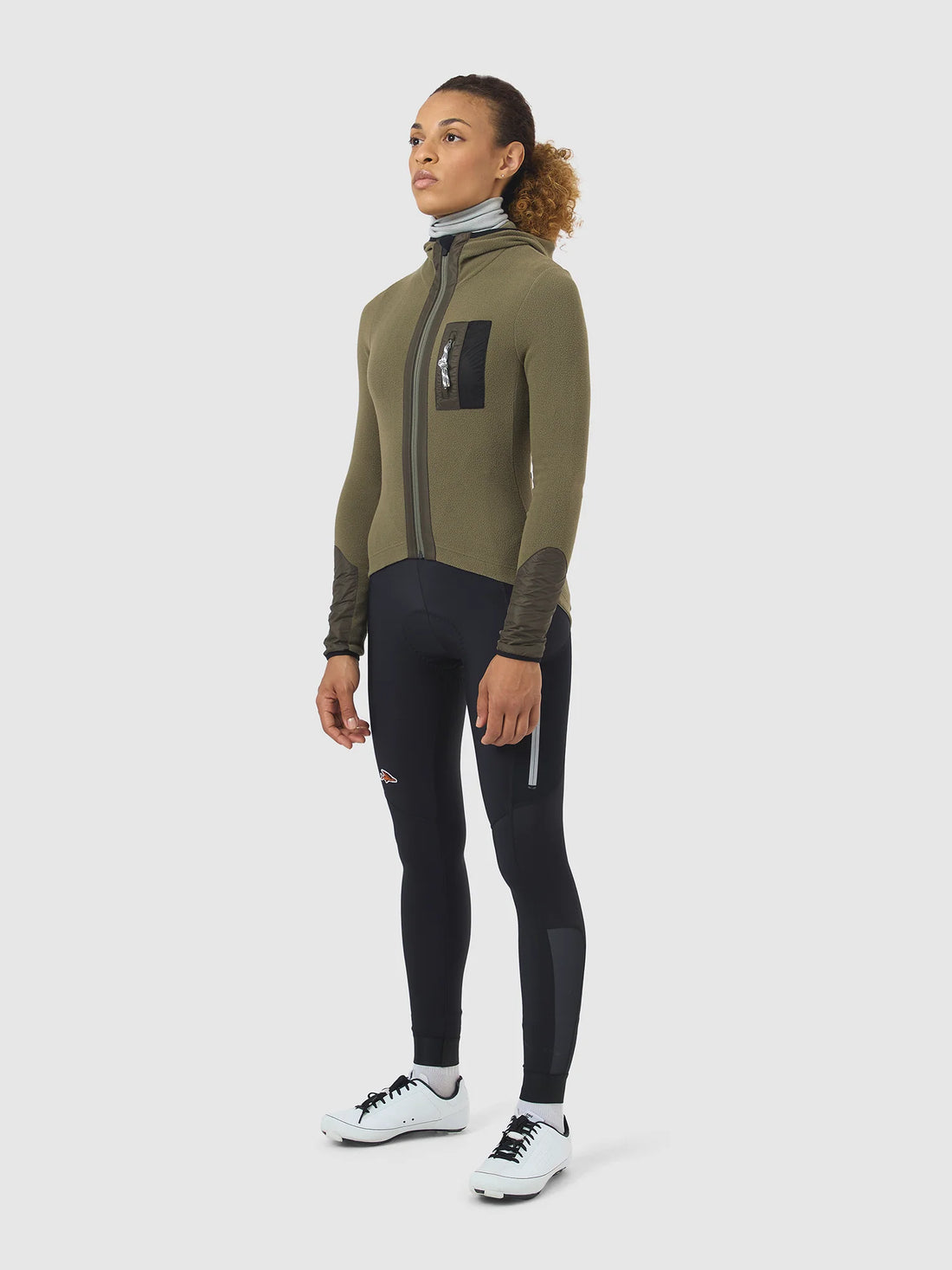 Café du Cycliste Ingrid Women's Microfleece Jersey Radtrikot langarm Moss Green