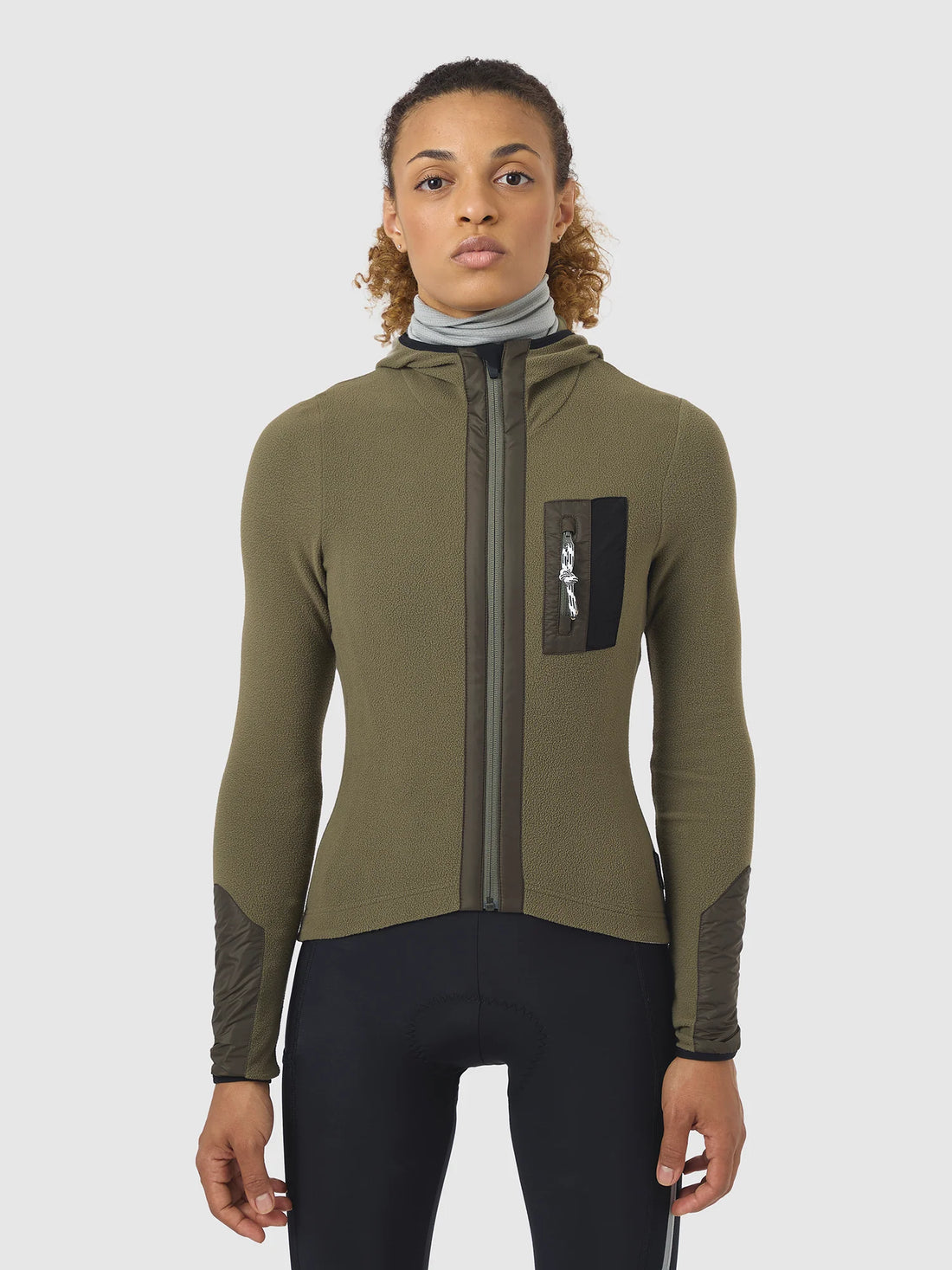 Café du Cycliste Ingrid Women's Microfleece Jersey Radtrikot langarm Moss Green