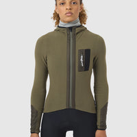 Café du Cycliste Ingrid Women's Microfleece Jersey Radtrikot langarm Moss Green