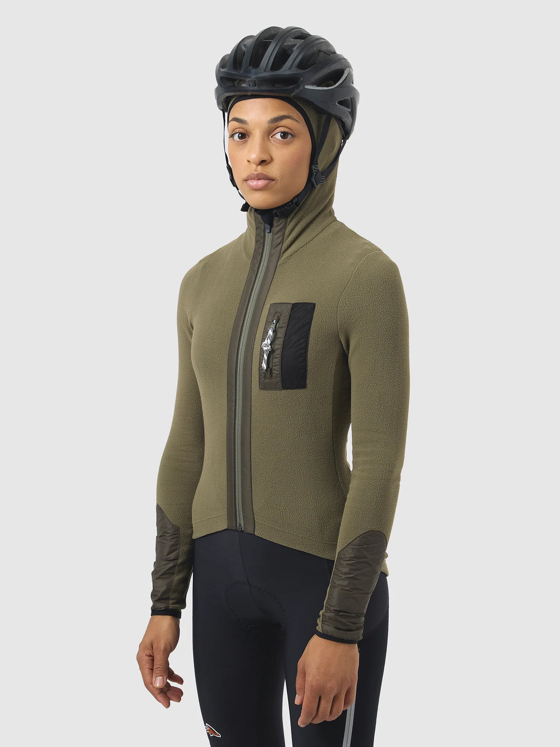 Café du Cycliste Ingrid Women's Microfleece Jersey Radtrikot langarm Moss Green