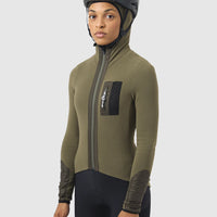Café du Cycliste Ingrid Women's Microfleece Jersey Radtrikot langarm Moss Green