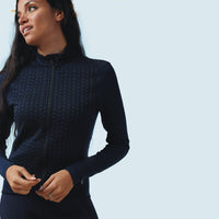 Café du Cycliste Irma Women's Long Sleeve Merino Cycling Jersey Radtrikot Navy