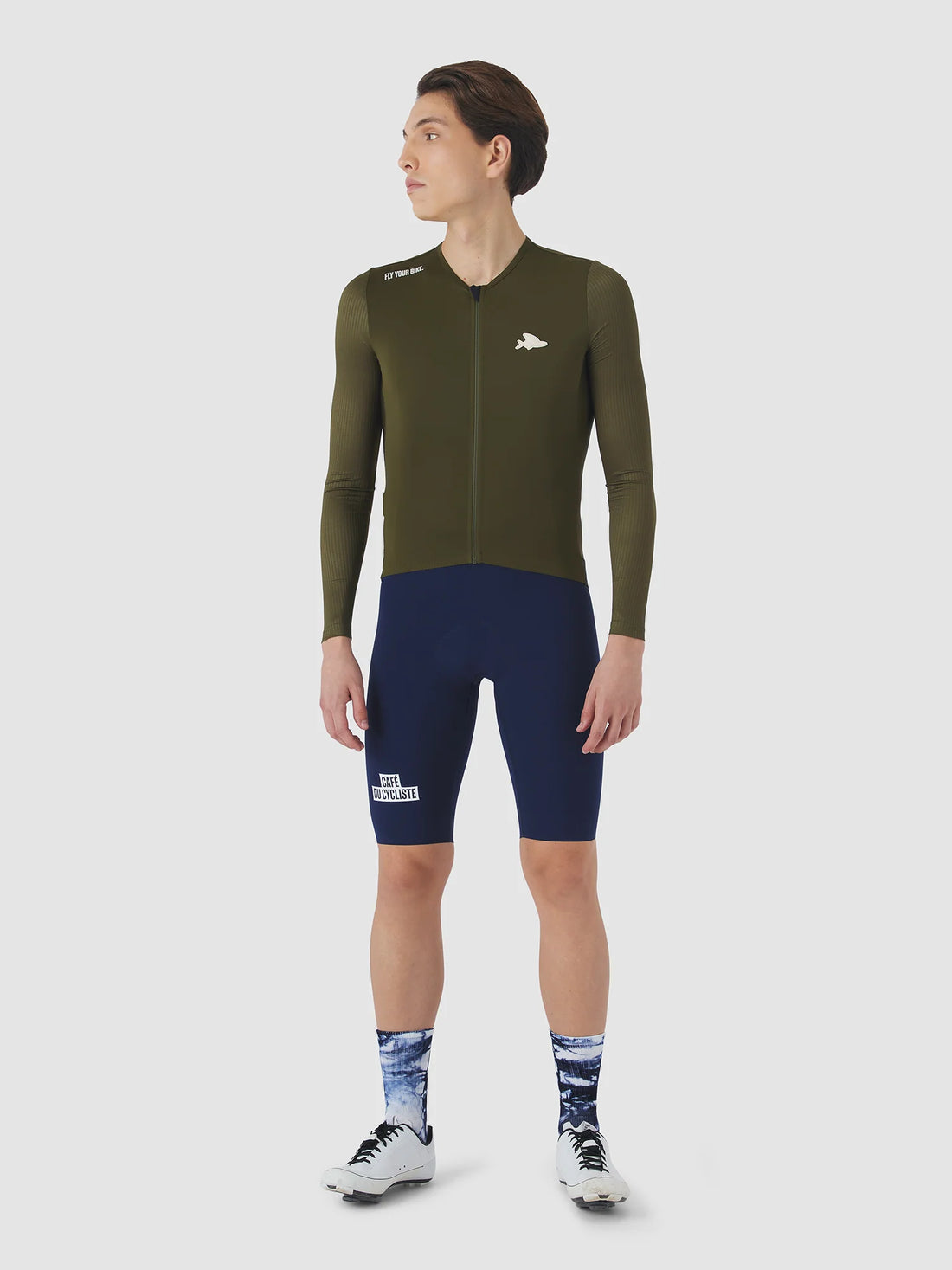 Café du Cycliste Roxane Men's Superlight Long Sleeve Cycling Jersey Radtrikot langarm Khaki
