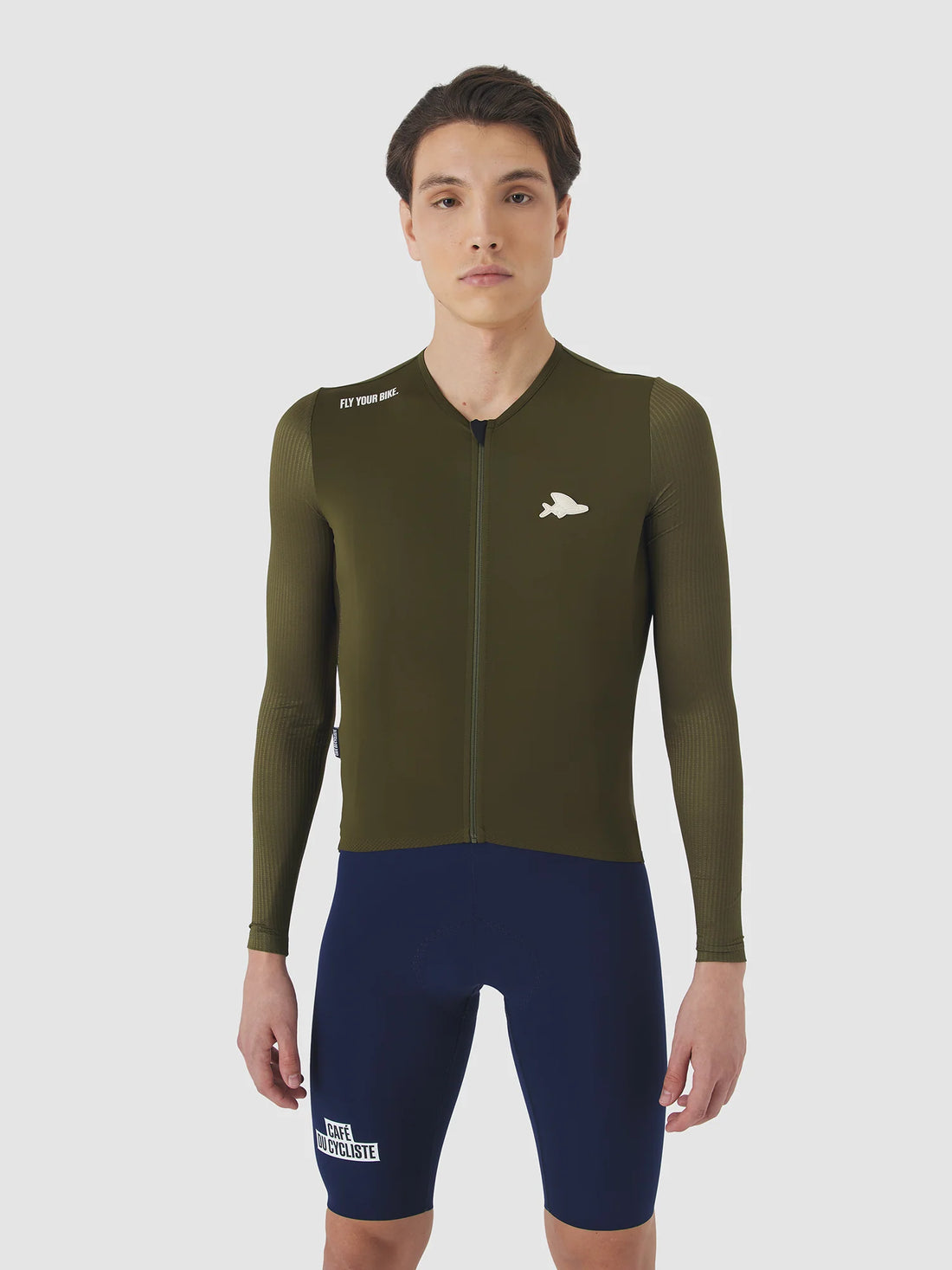 Café du Cycliste Roxane Men's Superlight Long Sleeve Cycling Jersey Radtrikot langarm Khaki