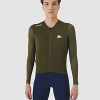 Café du Cycliste Roxane Men's Superlight Long Sleeve Cycling Jersey Radtrikot langarm Khaki