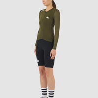 Café du Cycliste Roxane Women's Superlight Long Sleeve Cycling Jersey Radtrikot Khaki