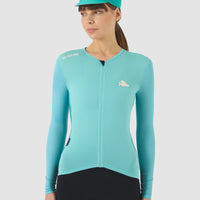 Café du Cycliste Roxane Women's Superlight Long Sleeve Cycling Jersey Radtrikot Riviera Blue