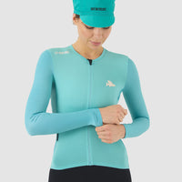 Café du Cycliste Roxane Women's Superlight Long Sleeve Cycling Jersey Radtrikot Riviera Blue