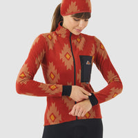 Café du Cycliste Solange Women's Fleece Cycling Jersey Long Sleeve Radtrikot langarm Clay / Sandstone