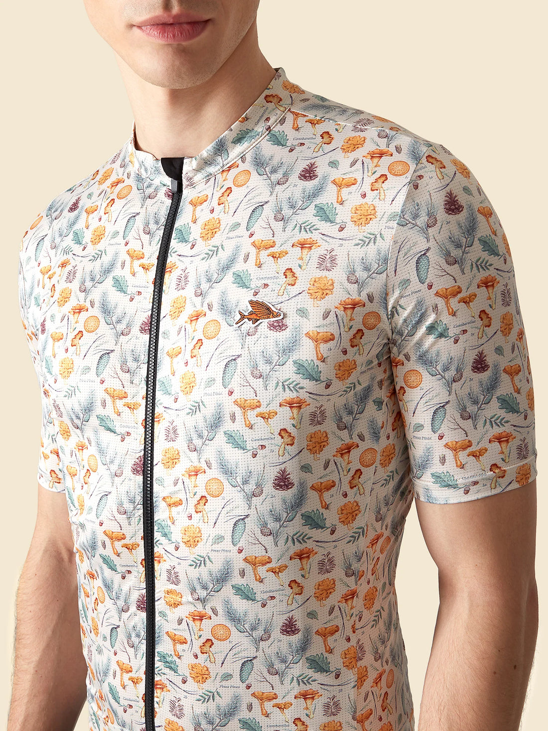 Café du Cycliste Fleurette V2 Men's Lightweight Cycling Jersey Radtrikot Chanterelle Chalk