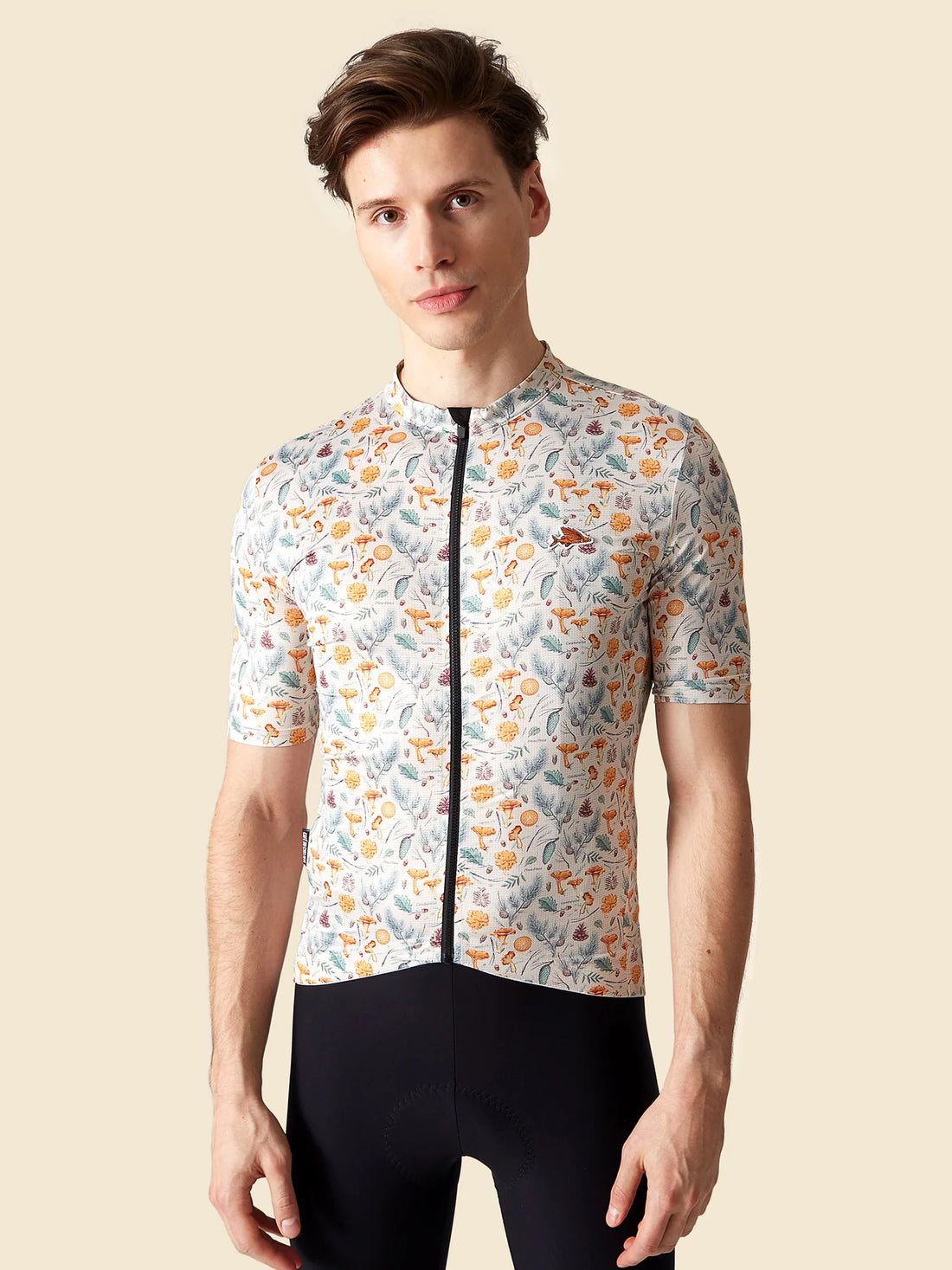 Café du Cycliste Fleurette V2 Men's Lightweight Cycling Jersey Radtrikot Chanterelle Chalk