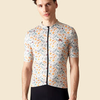 Café du Cycliste Fleurette V2 Men's Lightweight Cycling Jersey Radtrikot Chanterelle Chalk