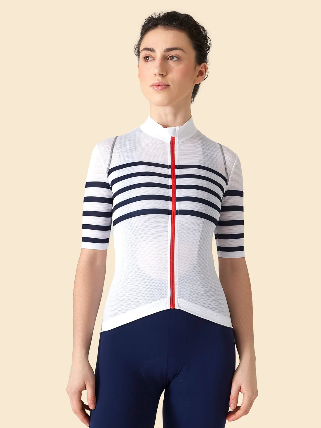 Café du Cycliste Mona Women's Superlight Audax Cycling Jersey Radtrikot White Classic