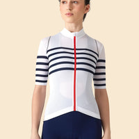 Café du Cycliste Mona Women's Superlight Audax Cycling Jersey Radtrikot White Classic