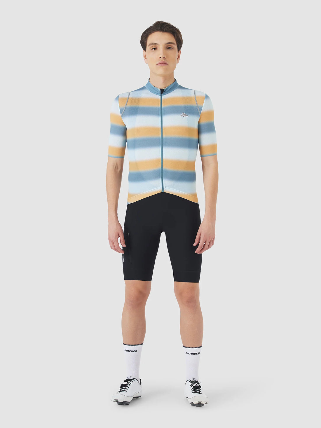 Café du Cycliste Mona Men's Superlight Jersey Radtrikot Deep Water Sunflower