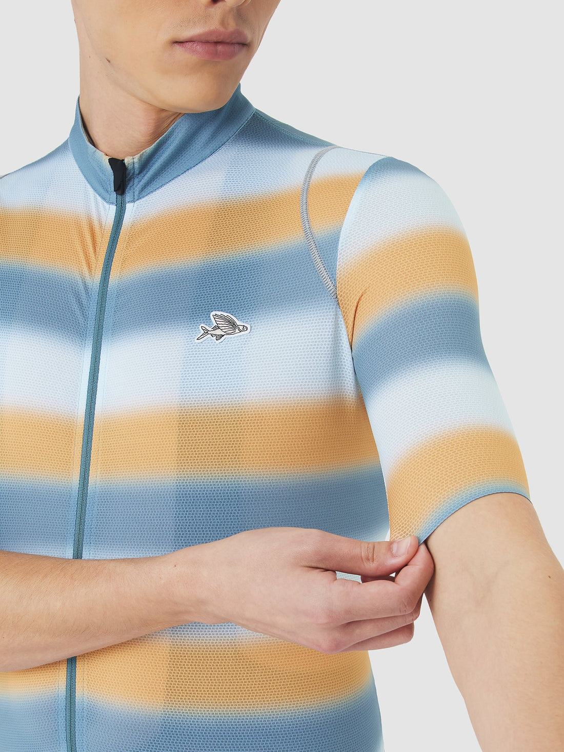 Café du Cycliste Mona Men's Superlight Jersey Radtrikot Deep Water Sunflower