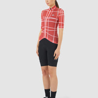 Café du Cycliste Mona Women's Superlight Cycling Jersey Radtrikot Cinder Red Plush