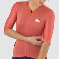 Café du Cycliste Olympe Textured Women's Jersey Radtrikot Mountain Cinder Red