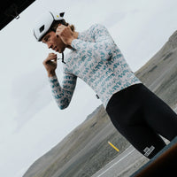 Café du Cycliste Constance Men's Midweight Jersey Radtrikot langarm Pearl Grey / Deep Water