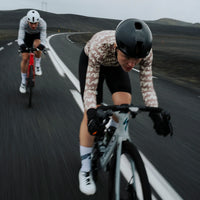 Café du Cycliste Constance Women's Midweight Jersey Radtrikot langarm Oyster Grey / Naples Yellow