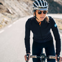 Café du Cycliste Marguerite Women's Long Sleeve Merino Cycling Jersey Radtrikot Navy