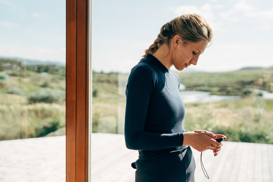 Café du Cycliste Cosette Women's Merino Base Layer Radunterhemd langarm Navy
