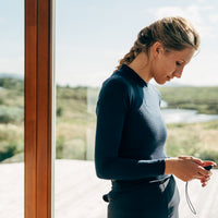 Café du Cycliste Cosette Women's Merino Base Layer Radunterhemd langarm Navy