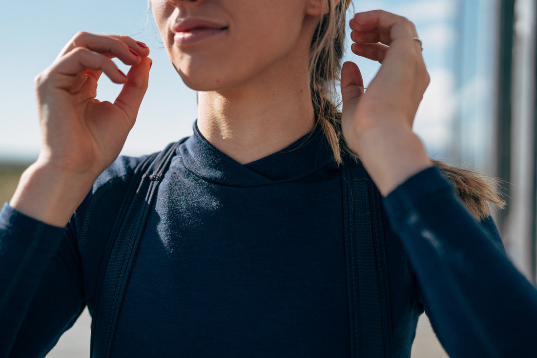 Café du Cycliste Cosette Women's Merino Base Layer Radunterhemd langarm Navy